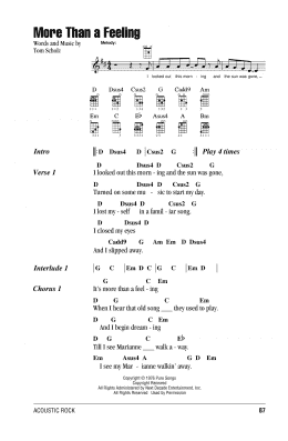 page one of More Than A Feeling (Ukulele Chords/Lyrics)