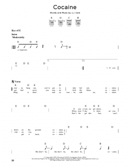 page one of Cocaine (Guitar Cheat Sheet)