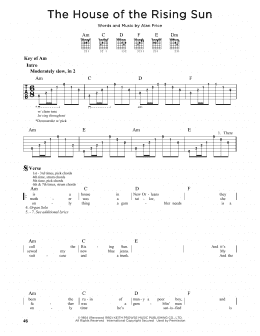 page one of The House Of The Rising Sun (Guitar Cheat Sheet)