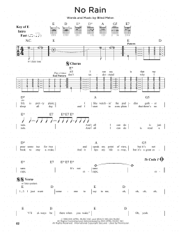 page one of No Rain (Guitar Cheat Sheet)