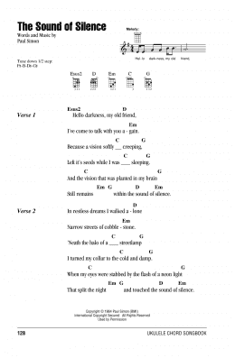 page one of The Sound Of Silence (Ukulele Chords/Lyrics)