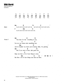 page one of Wild World (Ukulele Chords/Lyrics)