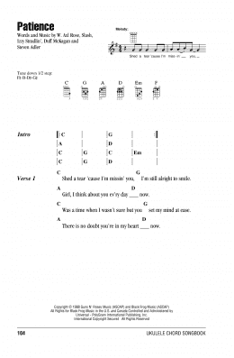 page one of Patience (Ukulele Chords/Lyrics)