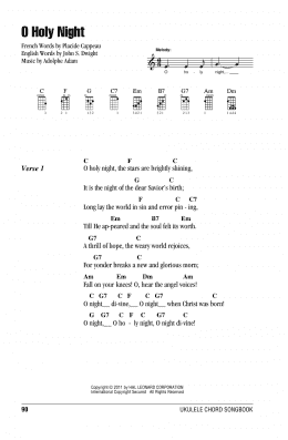 page one of O Holy Night (Ukulele Chords/Lyrics)