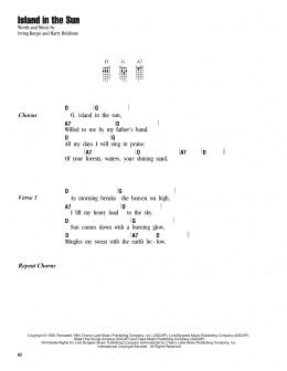 page one of Island In The Sun (Ukulele Chords/Lyrics)