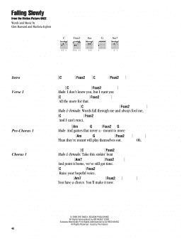 page one of Falling Slowly (from Once) (Guitar Chords/Lyrics)