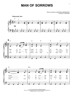 page one of Man Of Sorrows (Easy Piano)