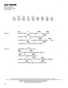 page one of Love Yourself (Guitar Chords/Lyrics)