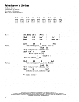 page one of Adventure Of A Lifetime (Guitar Chords/Lyrics)