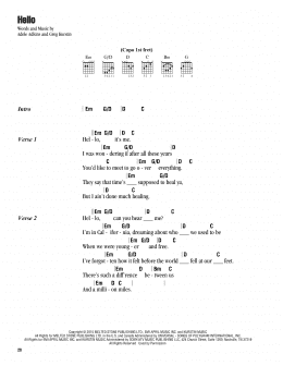 page one of Hello (Guitar Chords/Lyrics)