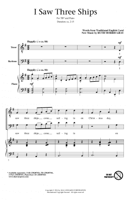 page one of I Saw Three Ships (TB Choir)