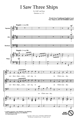 page one of I Saw Three Ships (SAB Choir)