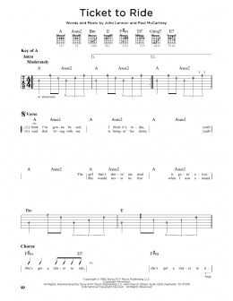 page one of Ticket To Ride (Guitar Cheat Sheet)