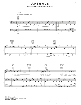 page one of Animals (Piano, Vocal & Guitar Chords (Right-Hand Melody))