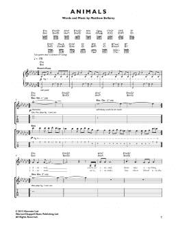 page one of Animals (Guitar Tab)