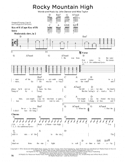 page one of Rocky Mountain High (Guitar Cheat Sheet)