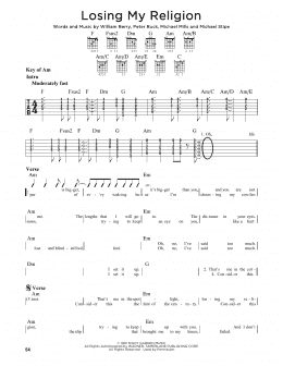 page one of Losing My Religion (Guitar Cheat Sheet)