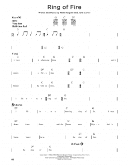 page one of Ring Of Fire (Guitar Cheat Sheet)