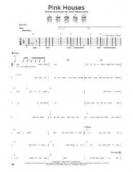 page one of Pink Houses (Guitar Cheat Sheet)