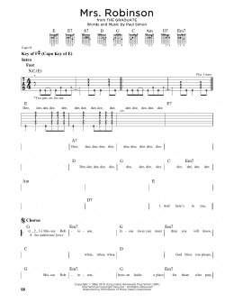 page one of Mrs. Robinson (Guitar Cheat Sheet)