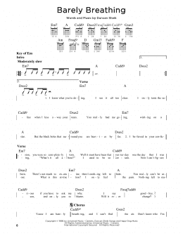 page one of Barely Breathing (Guitar Cheat Sheet)