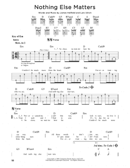 page one of Nothing Else Matters (Guitar Cheat Sheet)