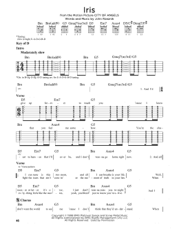 page one of Iris (Guitar Cheat Sheet)