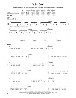 page one of Yellow (Guitar Cheat Sheet)