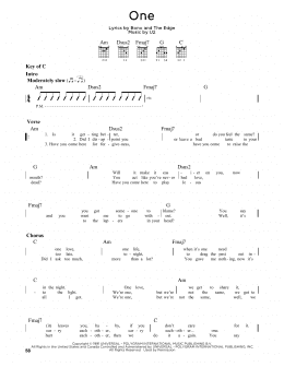 page one of One (Guitar Cheat Sheet)