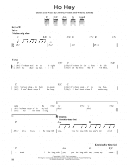 page one of Ho Hey (Guitar Cheat Sheet)