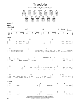 page one of Trouble (Guitar Cheat Sheet)