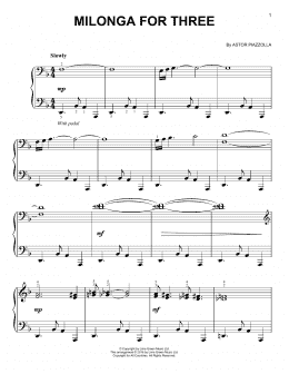 page one of Milonga For Three (Easy Piano)