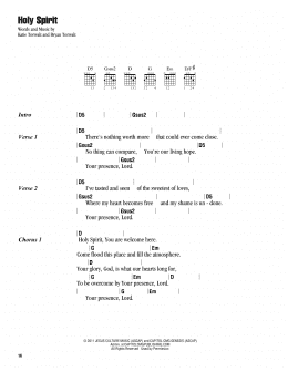 page one of Holy Spirit (Guitar Chords/Lyrics)