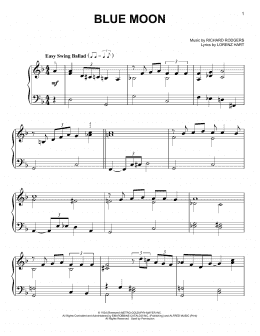 page one of Blue Moon (Easy Piano)