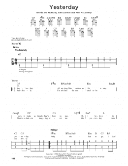 page one of Yesterday (Guitar Cheat Sheet)