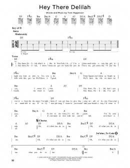 page one of Hey There Delilah (Guitar Cheat Sheet)