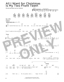 page one of All I Want For Christmas Is My Two Front Teeth (Guitar Cheat Sheet)