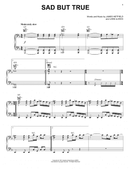 page one of Sad But True (Piano, Vocal & Guitar Chords (Right-Hand Melody))