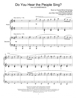 page one of Do You Hear The People Sing? (Piano Duet)