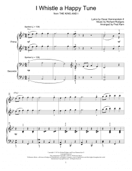 page one of I Whistle A Happy Tune (Piano Duet)