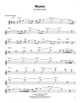 page one of Miyako (Tenor Sax Transcription)