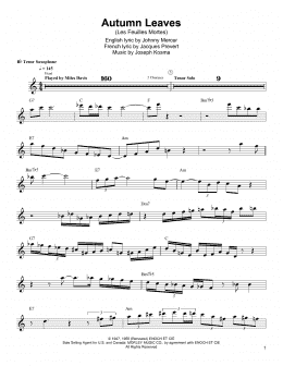 page one of Autumn Leaves (Tenor Sax Transcription)