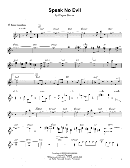 page one of Speak No Evil (Tenor Sax Transcription)