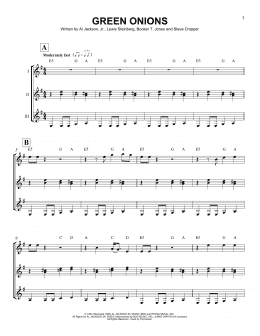 page one of Green Onions (Guitar Ensemble)