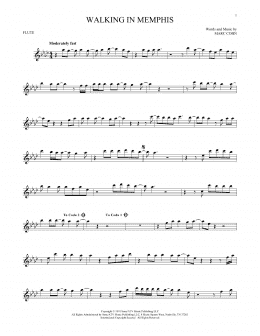 page one of Walking In Memphis (Flute Solo)