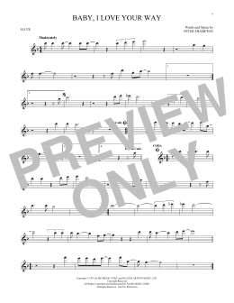 page one of Baby, I Love Your Way (Flute Solo)