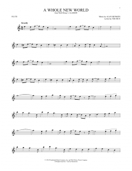 page one of A Whole New World (from Aladdin) (Flute Solo)