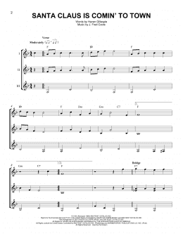 page one of Santa Claus Is Comin' To Town (Guitar Ensemble)