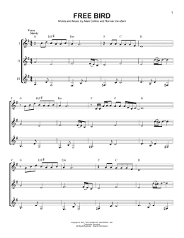 page one of Free Bird (Guitar Ensemble)