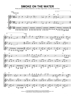 page one of Smoke On The Water (Guitar Ensemble)